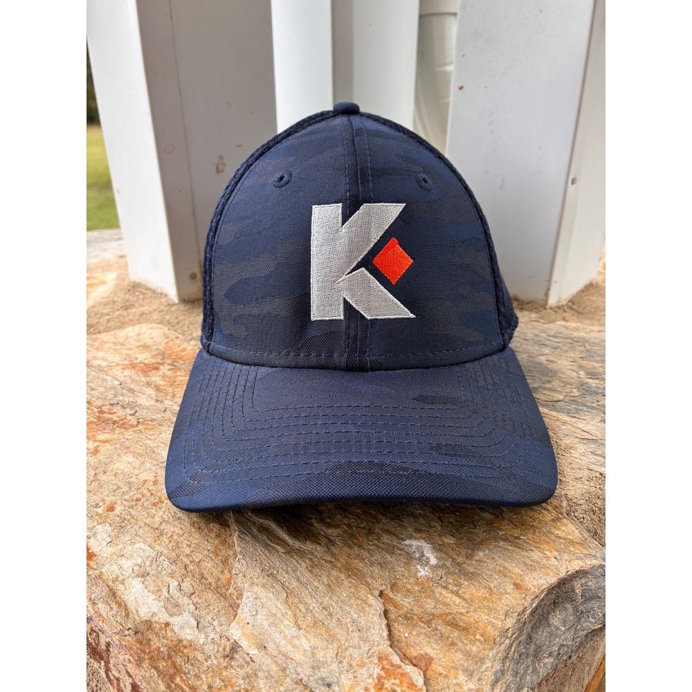 New Era 39THIRTY Navy Blue Camo Mesh Stretch Fit Hat K Logo Medium Large